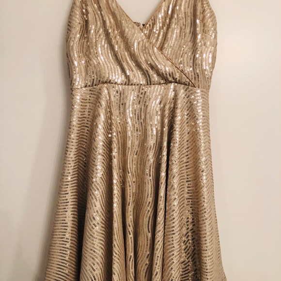 Gold Sequin Skater Dress - Picture 6 of 8